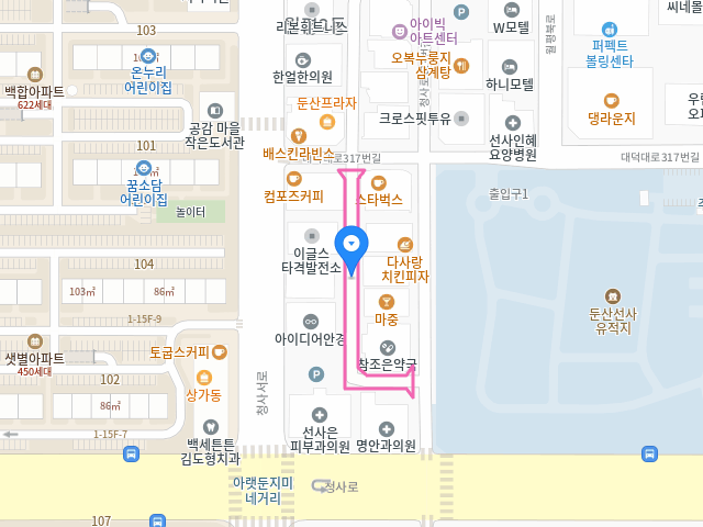 건물 뒷편 주차장 약도